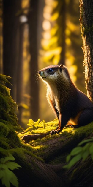 Photo photo of a marmot in the forest