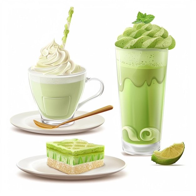 Photo photo of matcha green tea desserts and drinks