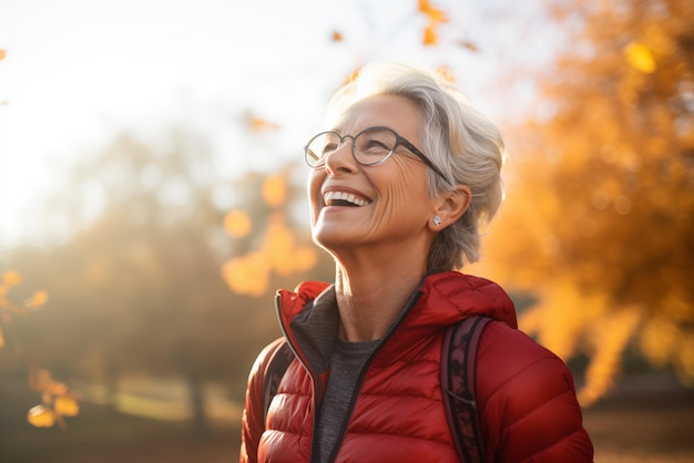 Photo of mature senior woman doing outdoor exercise High quality photo