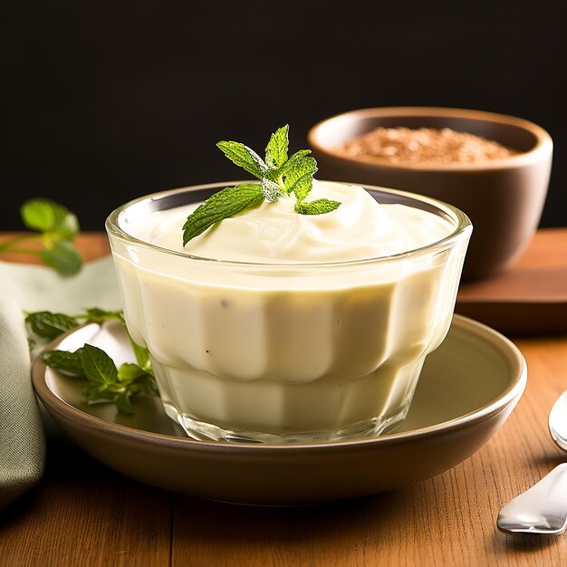 Foto foto maionese e ingredienti naturali su uno sfondo chiaro generato da ai