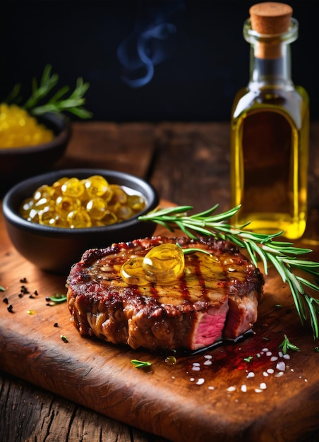 Photo of the meat steak with rosemary food photo