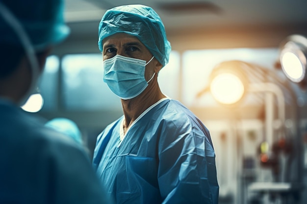 photo of a medic surgeon in a hospital seen over the shoulder