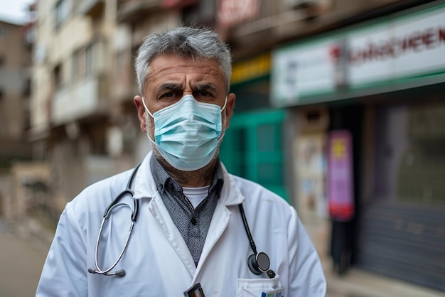 Photo of medical doctor wearing face mask