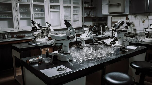 Photo a photo of a medical laboratory with microscopes