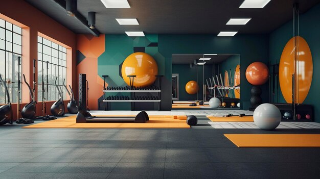 Photo a photo of a medicine ball area in a fitness center