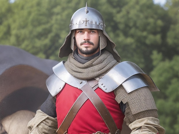 Photo medieval soldier man portrait