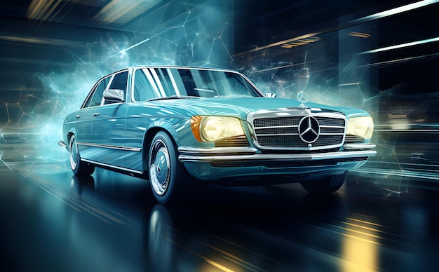 Photo Mercedes Benz futuristic look at fast cars and their sleek abstract forms generative ai