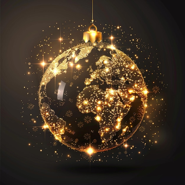 Фото рождественский баннер с блестящим глобусом