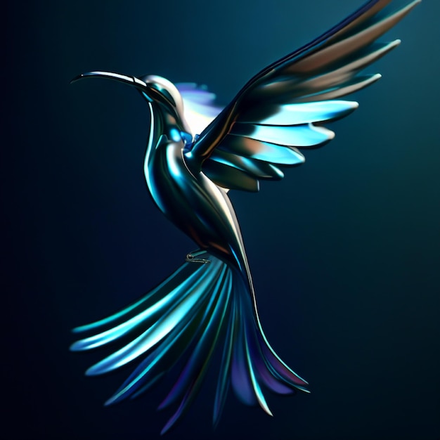 Photo a metal effect bird design generated AI