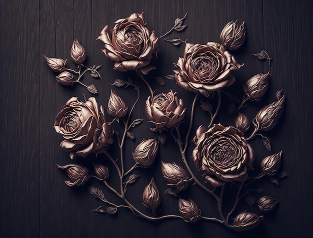 A photo of a metal flower arrangement with the words " love " on it.