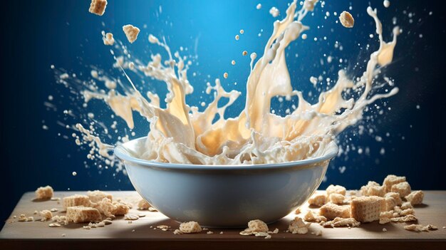 A Photo of Milk Splash in Cereal Bowl