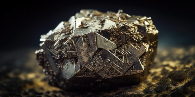 Photo of the mineral stone pyrite closeup macro generative ai