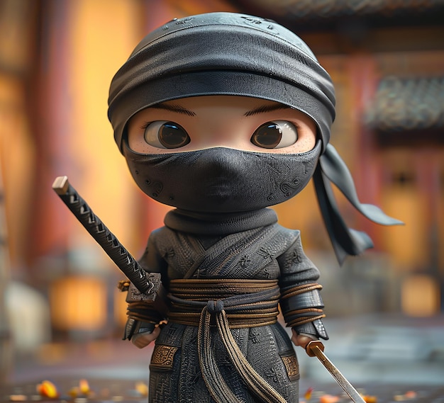 a photo of mini ninja cartoonish character