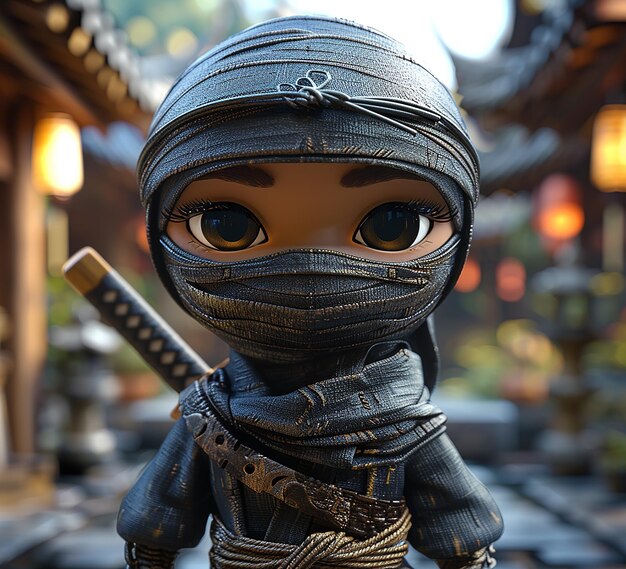 Foto una foto di un personaggio dei cartoni animati mini ninja