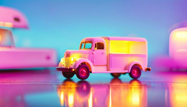 photo of mini truck toy with glowing light generative AI