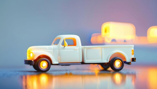 photo of mini truck toy with glowing light generative AI