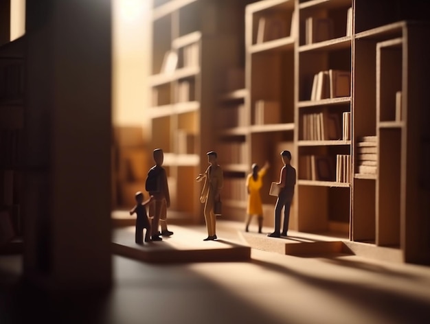 Photo miniature people reading book concept of the education or business