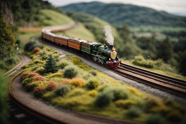 Photo photo miniature train set