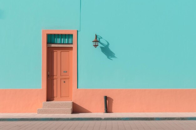 Photo minimalist Door in front of pastel wall