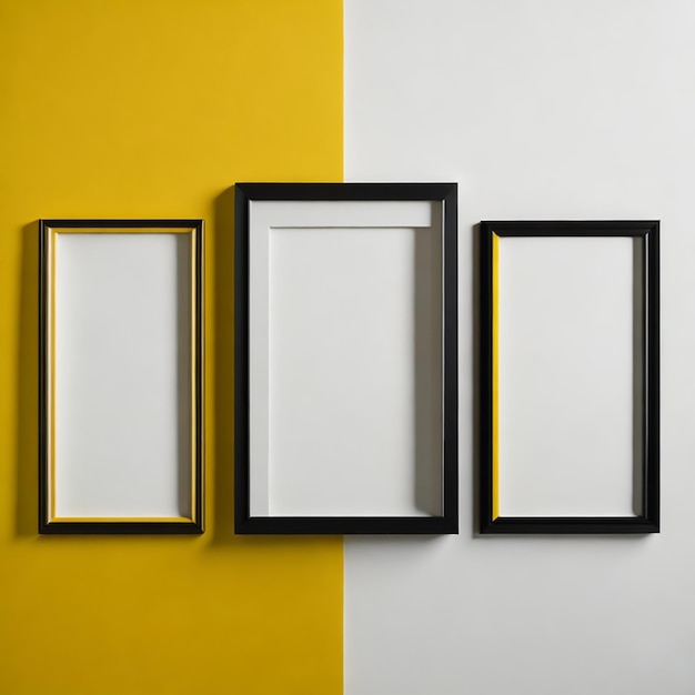 photo minimalist empty frames with bicolor background