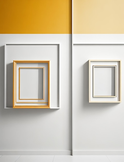 Photo minimalist empty frames with bicolor background