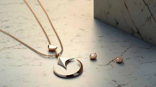 photo of a minimalist and modern jewelry set on a marble surface