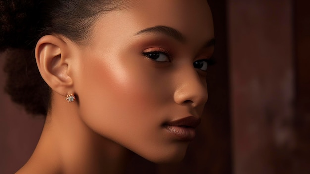 A Photo of a Minimalist Pearl Earrings on a Model's Earlobe