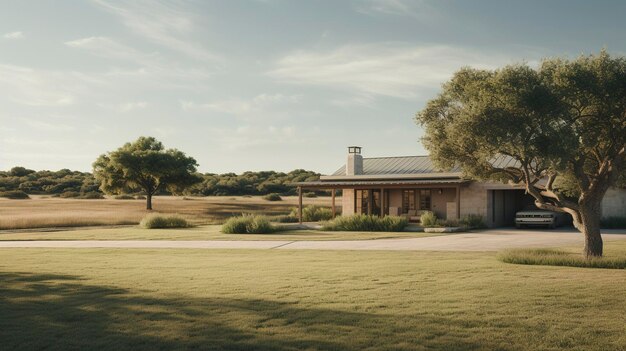 A photo of a Minimalist RanchStyle House