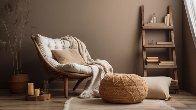 A Photo of Minimalist Reading Nook with Cozy Ambiance