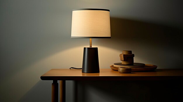 A Photo of a Minimalist Side Table Lamp with Minimalist Shade