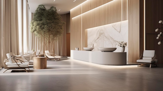 A photo of a minimalist spa reception area