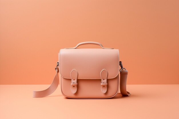 Photo minimalist stylish camera bag against a light pastel wall