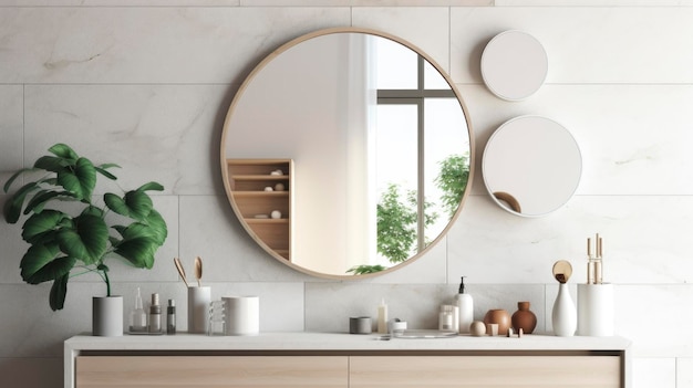 A Photo of Minimalist Wall Mirror with Clean and Simple Design