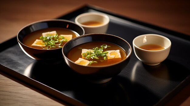 Photo photo of miso soup as a dish in a highend restaurant