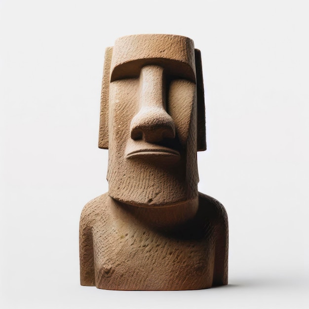 Photo of a moai statue on white background ai generative