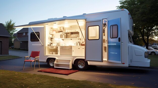 A photo of a mobile health clinic parked