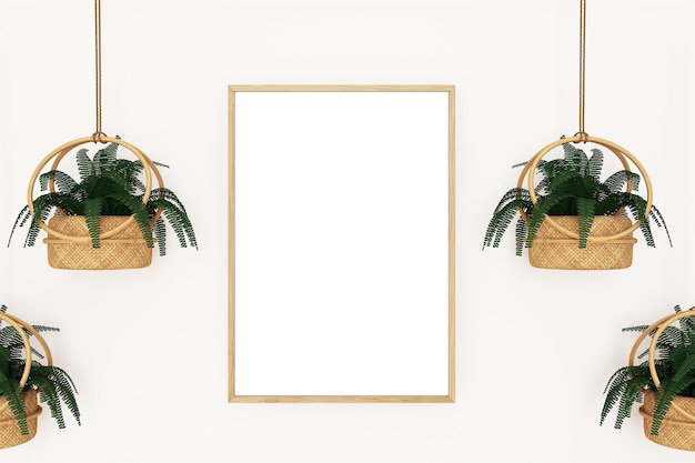 photo mockup photo frame white wall