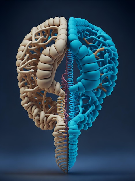 Photo of a model of the human brain and a model of the human brain