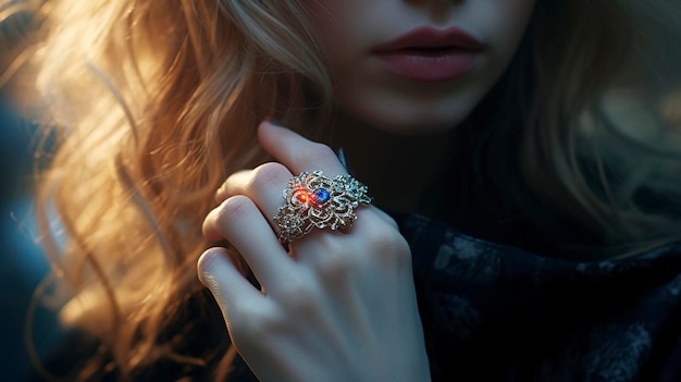 A Photo of a Model Wearing a Mesmerizing Opal Ring