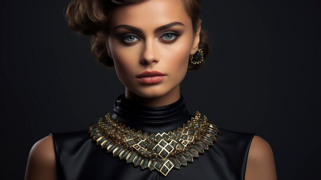 A Photo of a Model with a Stunning Statement Collar Necklace