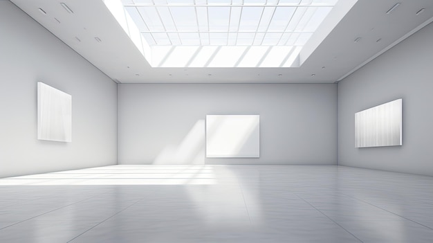 A photo of a modern art gallery minimalist interior