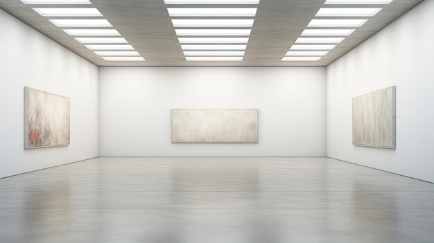 A photo of a modern art gallery white walls