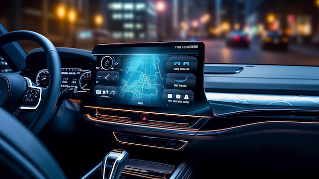 A photo of a modern car telematics system