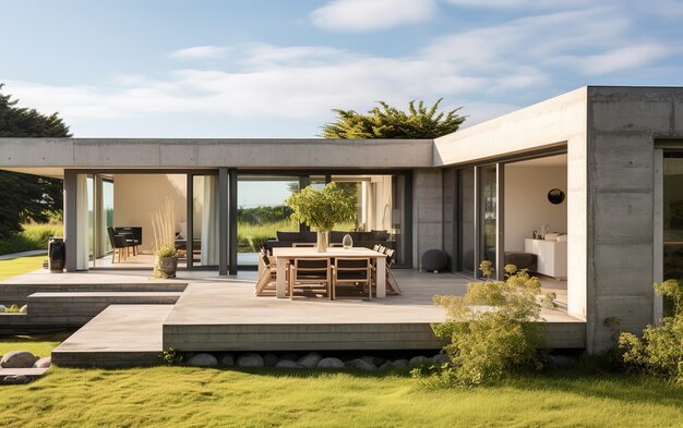 a photo of a modern concrete home that has the windows open in the style of uhd image japanese min