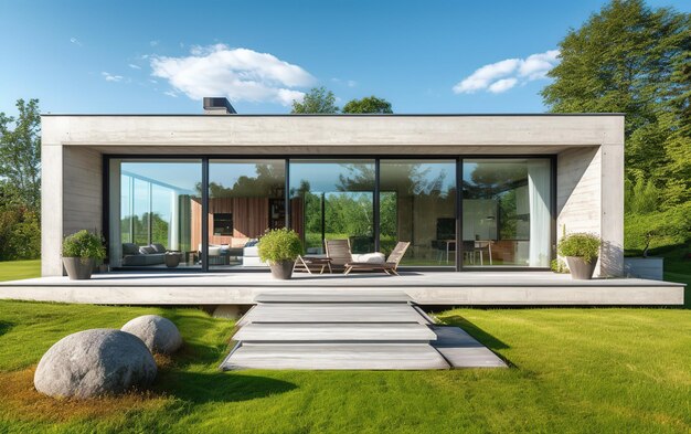 a photo of a modern concrete home that has the windows open in the style of uhd image japanese min