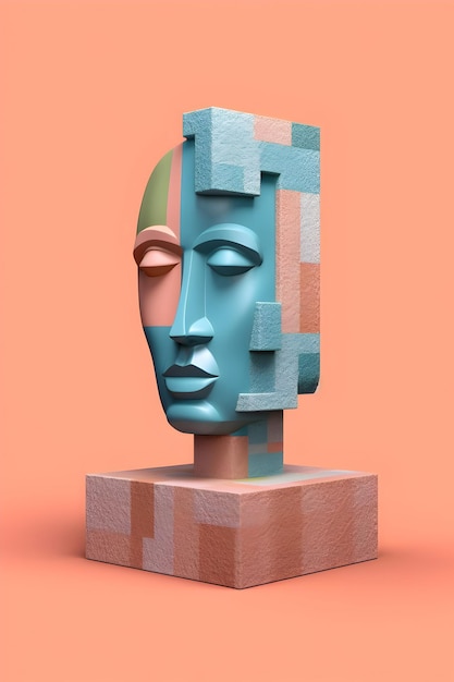 사진 현대 기하학 3d 얼굴 추상 아름다움 배경 장식 그림 피카소 생성 ai