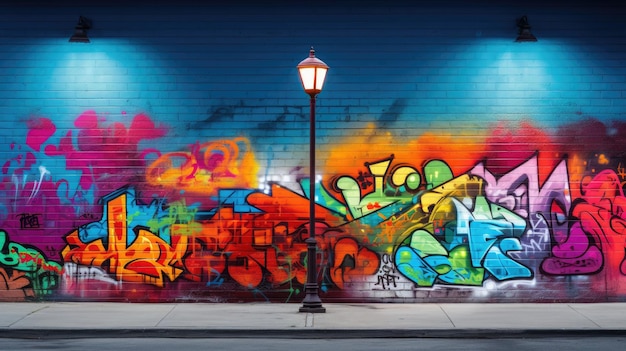 A photo of modern graffiti mural urban backdrop