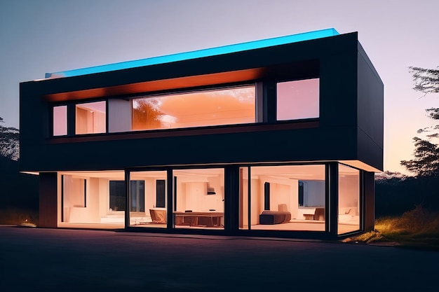 Photo a modern home with a garage and a garage door