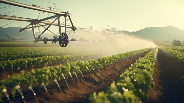 Photo a photo of a modern irrigation system in operation