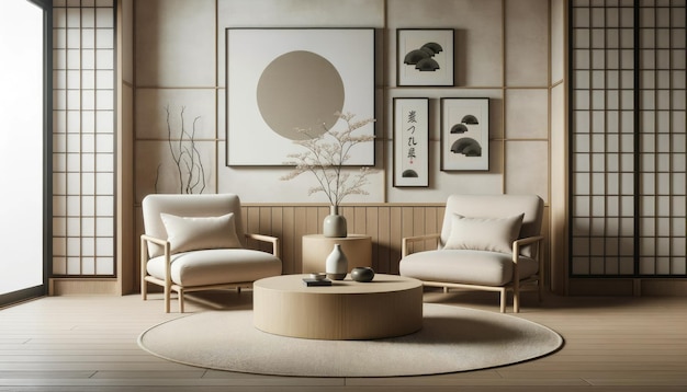 Photo of a modern Japandistyle living room